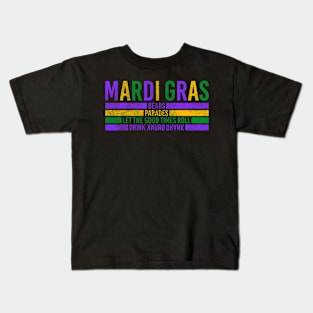 Mardi Gras Vibes Celebrate Carnival Party Parade Lover Kids T-Shirt